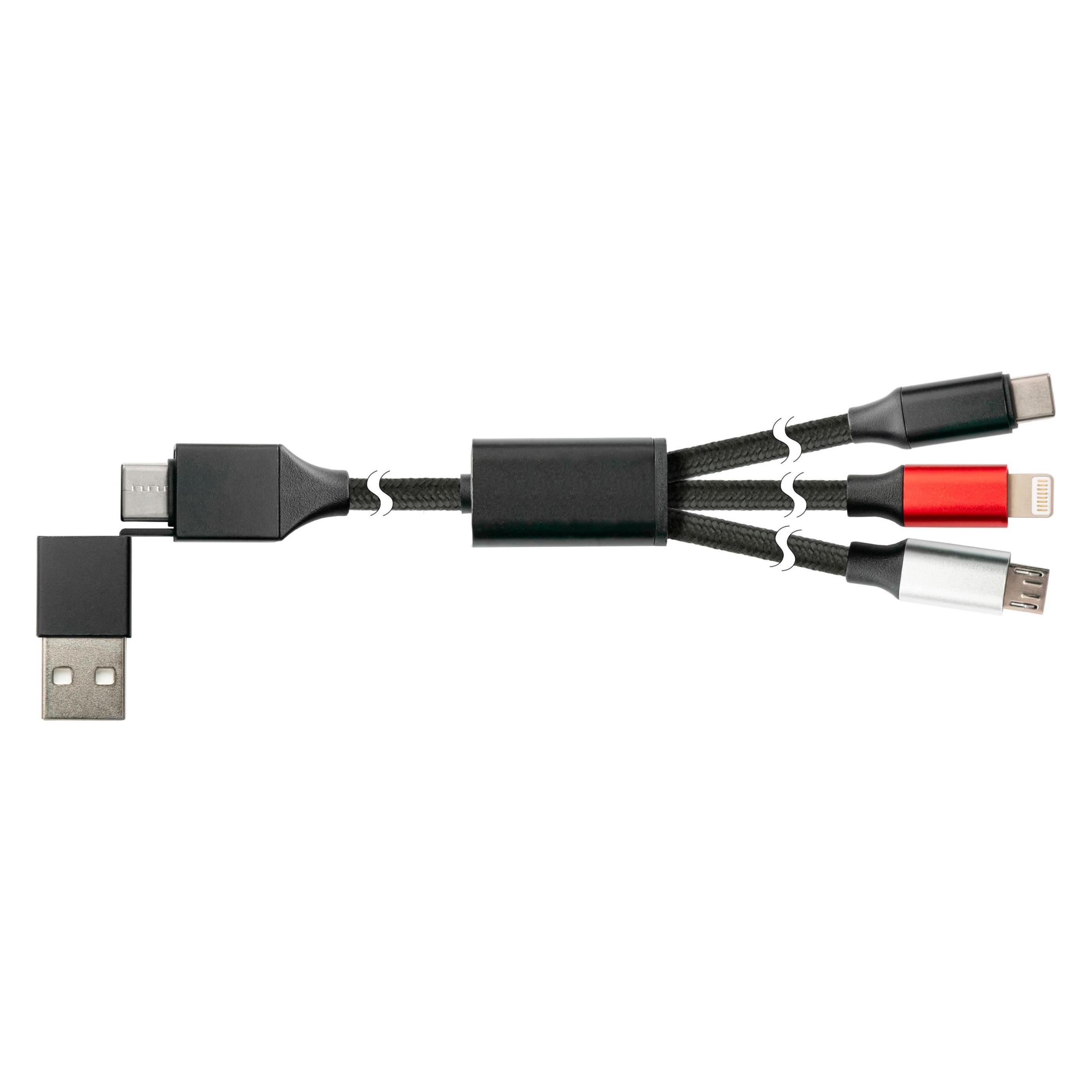 Python 1.20m USB 6-in-1 Ladekabel USB-A und USB-C an Micro B (1.20 m, USB 3.2 Gen 1) (PY-USB001S)