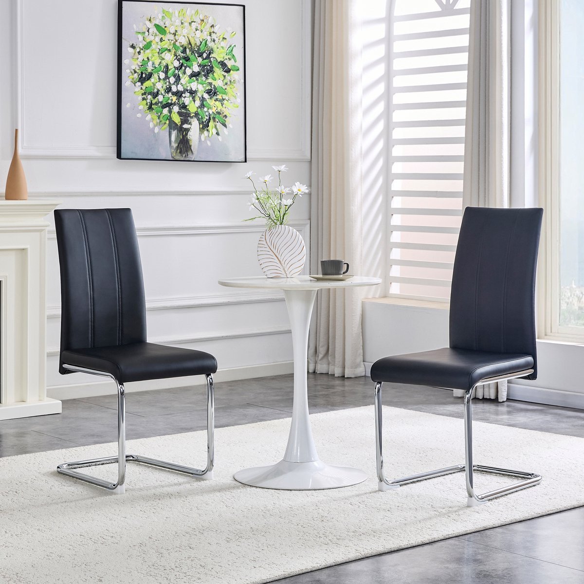 HAUSS SPOLE Eetkamerstoel - Modern Design - Metaal Zwart