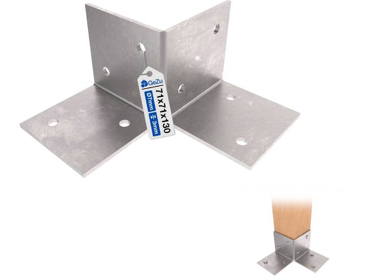 GeZu Impex Pergola Vloerbeugel 71 x 71 mm Vloer Thermisch Verzinkt Houten Pergola Kit Vloerplaten Grondbevestiging
