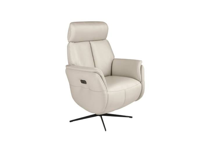Fauteuil relax pivotant en cuir gris perle