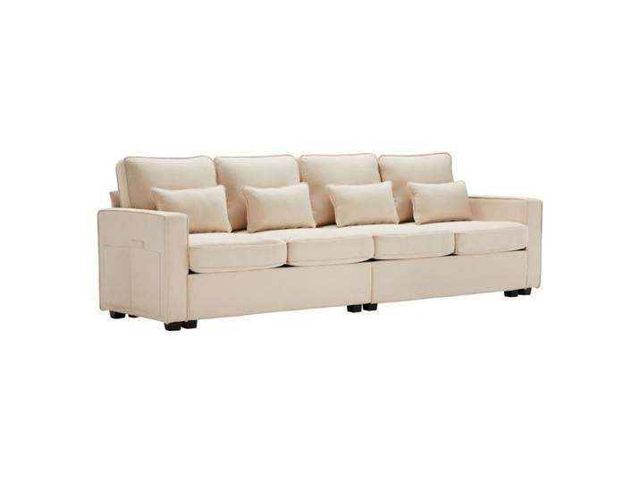 Canapé - 4 places rangements coussins inclus - pour salon hôtel - 264x83x87cm - Beige