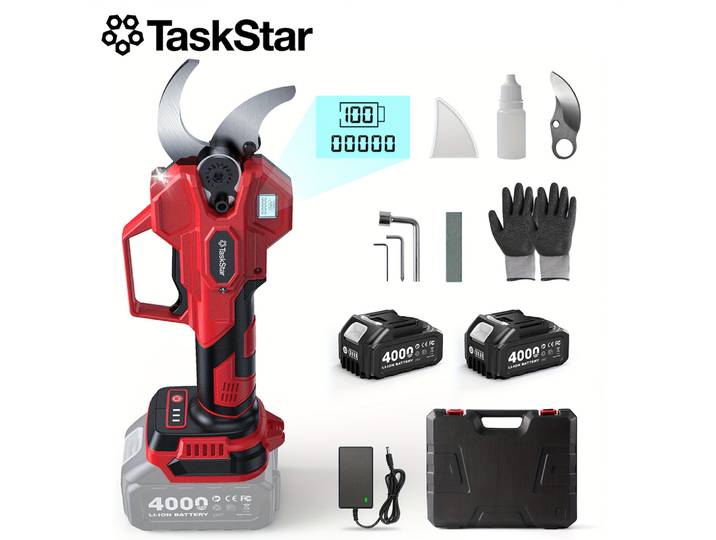 Sécateur sans fil TaskStar, coupe-branches 40 mm, ciseaux électriques pour l'élagage des arbres avec lame SK5 compatible avec la batterie Makita 18V