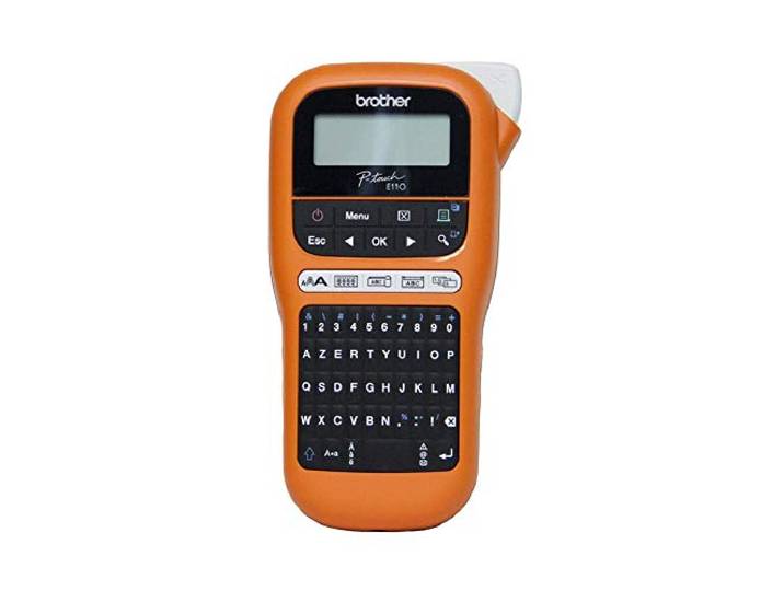 Brother PT-E110 Etiqueteuse Professionnelle Industrielle Livrée avec 1 Ruban Tze-FX221 Noir/Blanc 9mm