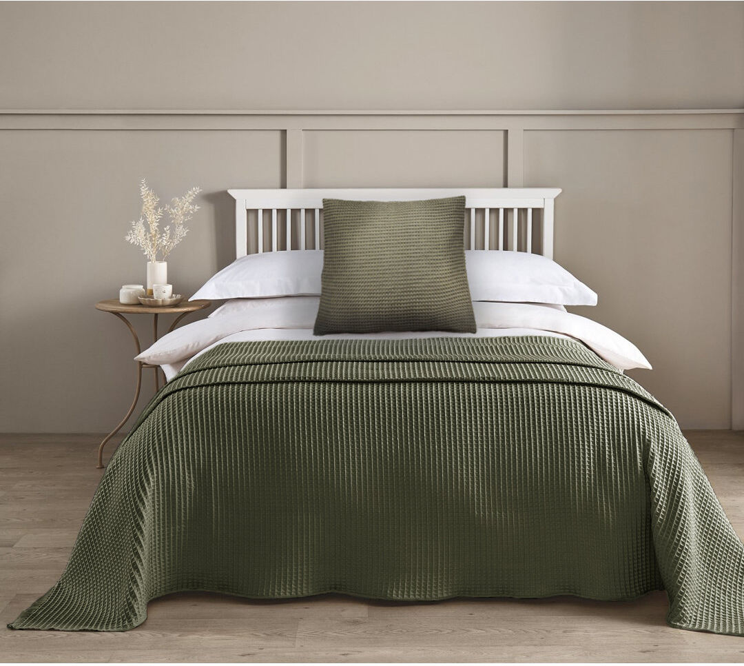 Symple Stuff Hotel Waffle Blanket Bedspread Khaki 250 x 260cm Bedspread