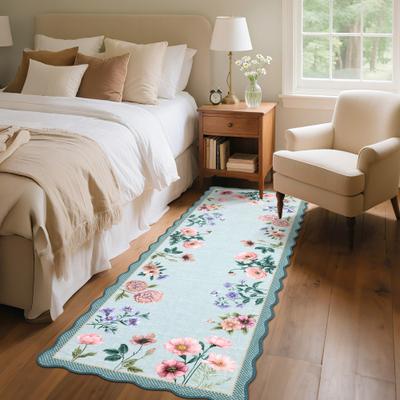 Garvee Floral Plaid Bordered Area Rug