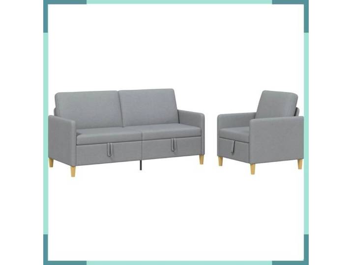 FHE Canapé - Polyester - Amovible - Rangement - Gris clair - 55 cm - 44 cm - 3 places - 2 pcs