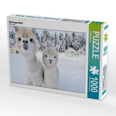 CALVENDO Puzzle Alpakas Schneegestöber | 1000 Teile Lege-Größe 64x48cm Foto-Puzzle für glückliche Stunden