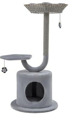 Costway 42 Inch Tall Cat Tower with Curved Metal Supporting Frame for Large and Small Cats-Gray