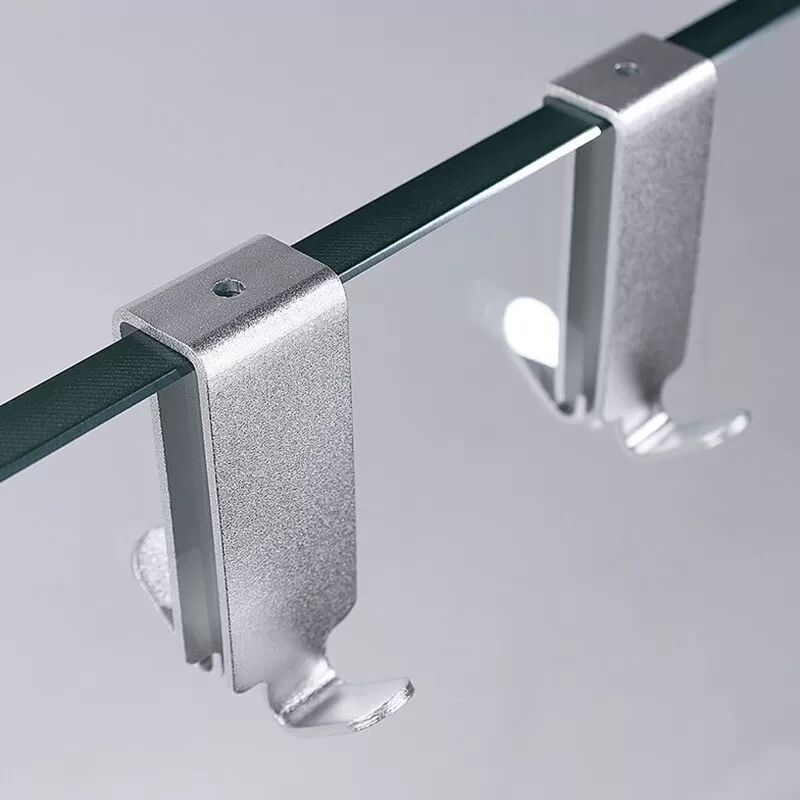 INF 2er-Pack Doppelseitige Rahmenlose Haken - Kurze Doppelhäkchen für Duschkabinen Silber