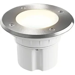 HEITRONIC Outdoor LED Boden-Einbaustrahler MESSINA, IP67, rund, Ø 11.5cm, 230V aC, 9W 3000K 500lm 90°, schaltbar, Silber HEI-500148
