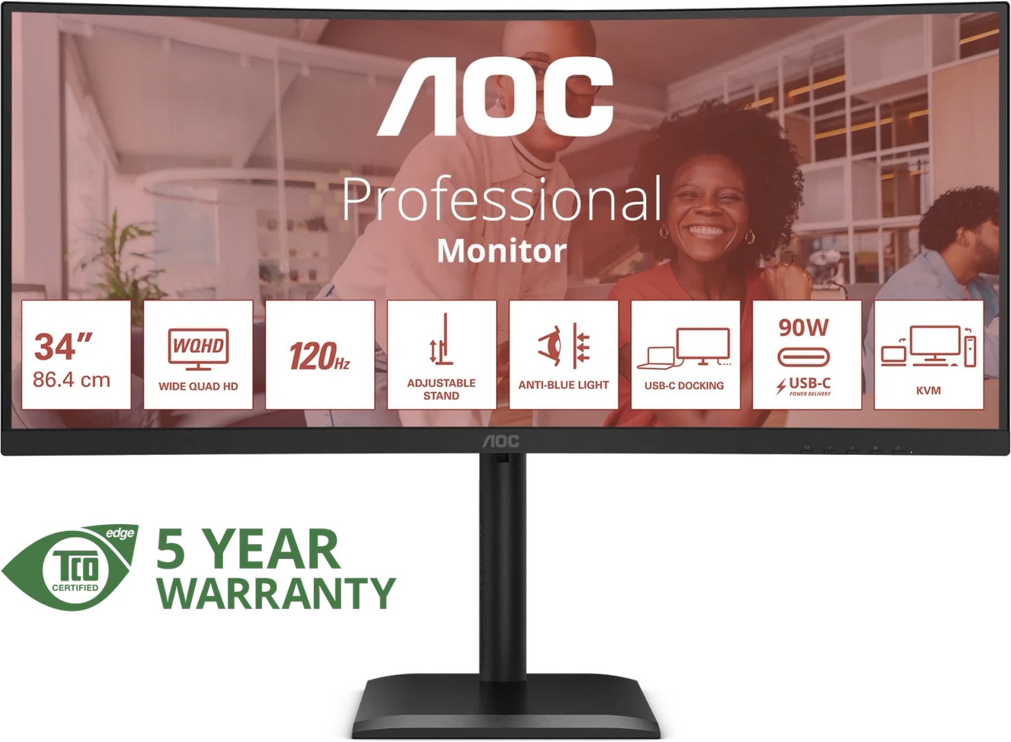 AOC CU34E4CV 34 Zoll UWQHD VA Panel 21:9 120 Hz Curved Monitor