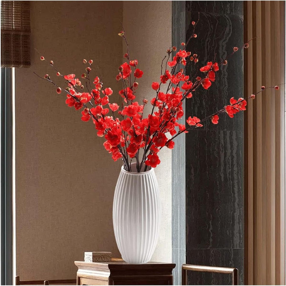 Nep Pruimenbloesem Takken Kunstbloemen Rood - 35,4 cm