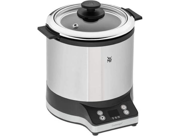 WMF Küchenminis Reiskocher 220 W, mit Lunch-to-go-Box, Damfgarer, platzsparend, Innentopf mit To-Go-Deckel 1l, Reiskocher mini cromargan matt