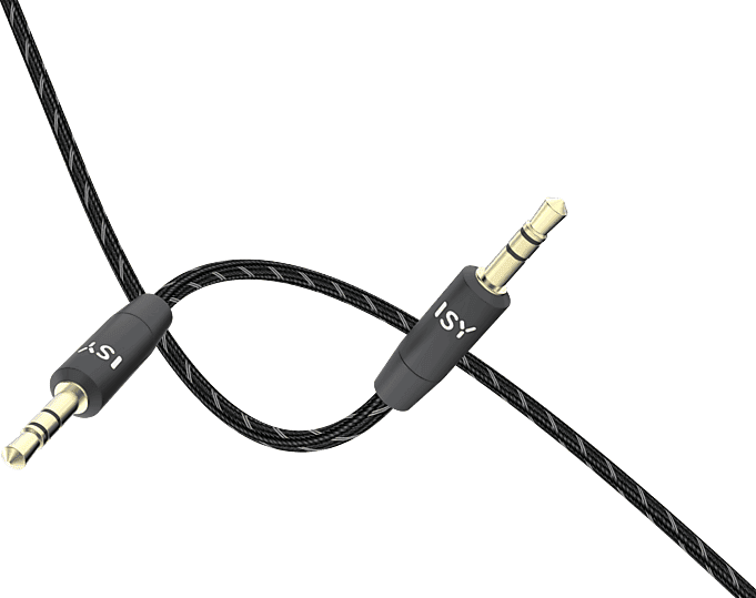 Cable audio - ISY IAU-1000, 1.5m, Jack de 3,5 mm, Macho a macho, Negro