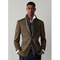 Hackett London für Herren. HM4400213 Braune, grünlich getönte Cash-Tattersall-Jacke (42/32), Lässig, Wolle, Klassisch