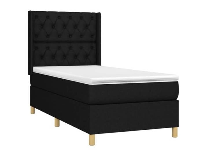 KTHLBRH Boxspringbett Einzelbett 80 x 200 cm schwarz mit Matratze Verstellbares Kopfteil, mittlere bis harte Unterstützung, inklusive Matratzenschoner, atmungsaktiver Stoff