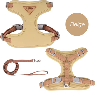 Inspire Curations ComfortFit Adjustable Cat Harness & Leash Set beige l suit 10 14kg