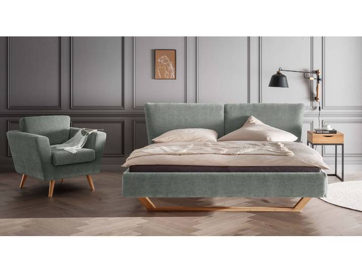 Polsterbett Cannes aus hochwertigem Stoff und Wildeiche – 3%-Vorkasse-Rabatt