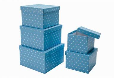 IH Casa Decor S/5 Square. Nesting Boxes Blue Polka Dot