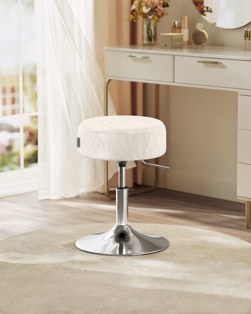 VASAGLE Ensembles de 2 tabourets de coiffeuse réglables blanc Blanc 38x60x38cm