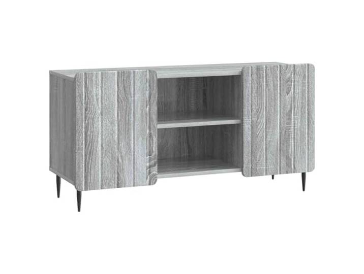 LMTYOENFG TV-Schrank Graues Sonoma 102x34,5x52 cm Holzwerkstoff Stabiler TV-Lowboard Schrank mit schwarzen Stahlbeinen und 2 Schwenktüren für Wohnzimmer und Schlafzimmer.