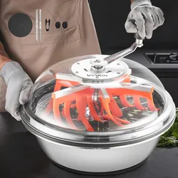 VEVOR Erntemaschine Bowl, 42cm manuell, Bud Trimmer mit Edelstahlklingen, Nass- & Trocken-Hydrokultur-Schneidemaschine, gedrehter Schleuderschnitt für Pflanzen, Blätter, Knospen, Blumen