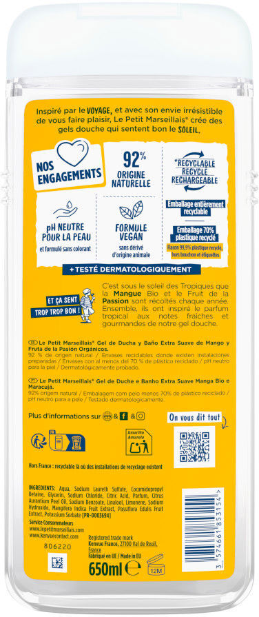 Le Petit Marseillais Mango gel de ducha 650 ml