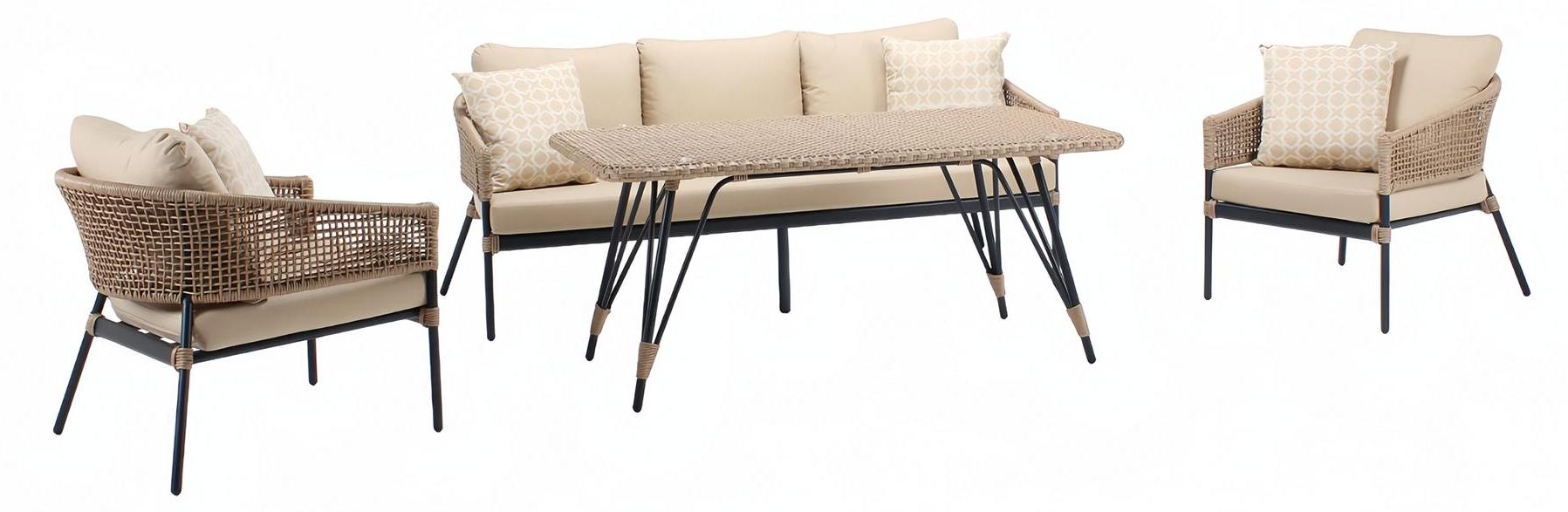 Rattanmöbel Sofagarnitur Garten Terrasse Set Outdoor Lounge Möbel Balkon 4tlg.