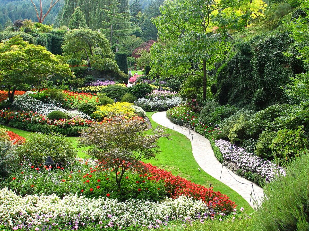 Fototapete PAPERMOON "Butchart Gardens", bunt, B:2m L:1,49m, Vlies, Tapeten, Fototapete bunt B/L: 2m x 1,49m, Bahnen: 4 Stk.