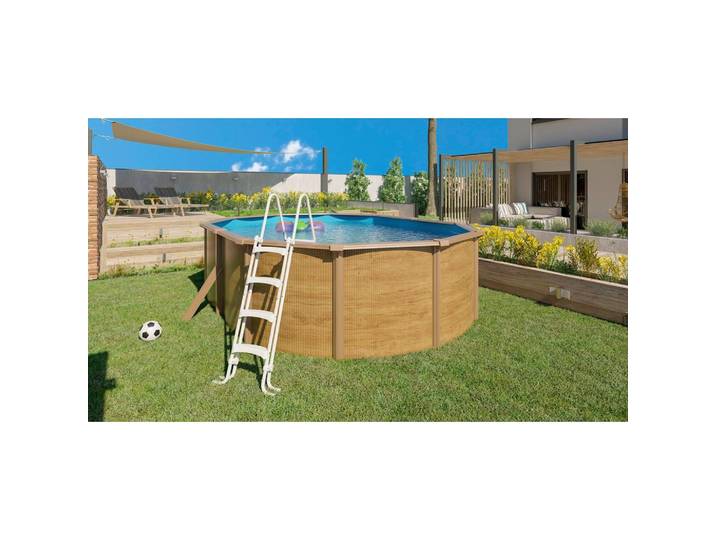 Pool-Set STEELY DE LUXE WOOD 3-teilig, laufruhige Pumpe