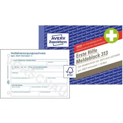Avery, Formular, Erste Hilfe Meldeblock 313, DIN A6 quer