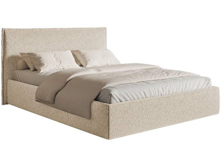 Selsey Softie Slim - Lit Tapissé 200×200 avec Tiroir de Lit et Sommier\, Chenille\, beige clair