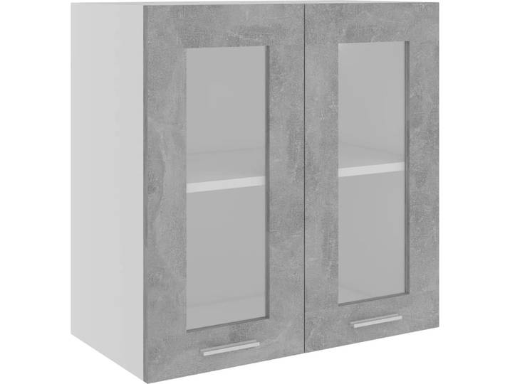 vidaXL Armoire suspendue en verre Lyon gris béton 60x31x60 cm Bois composite