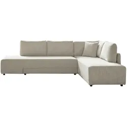 KAWOLA Schlafsofa SADIRA Ecksofa Cord cremeweiß Recamiere rechts