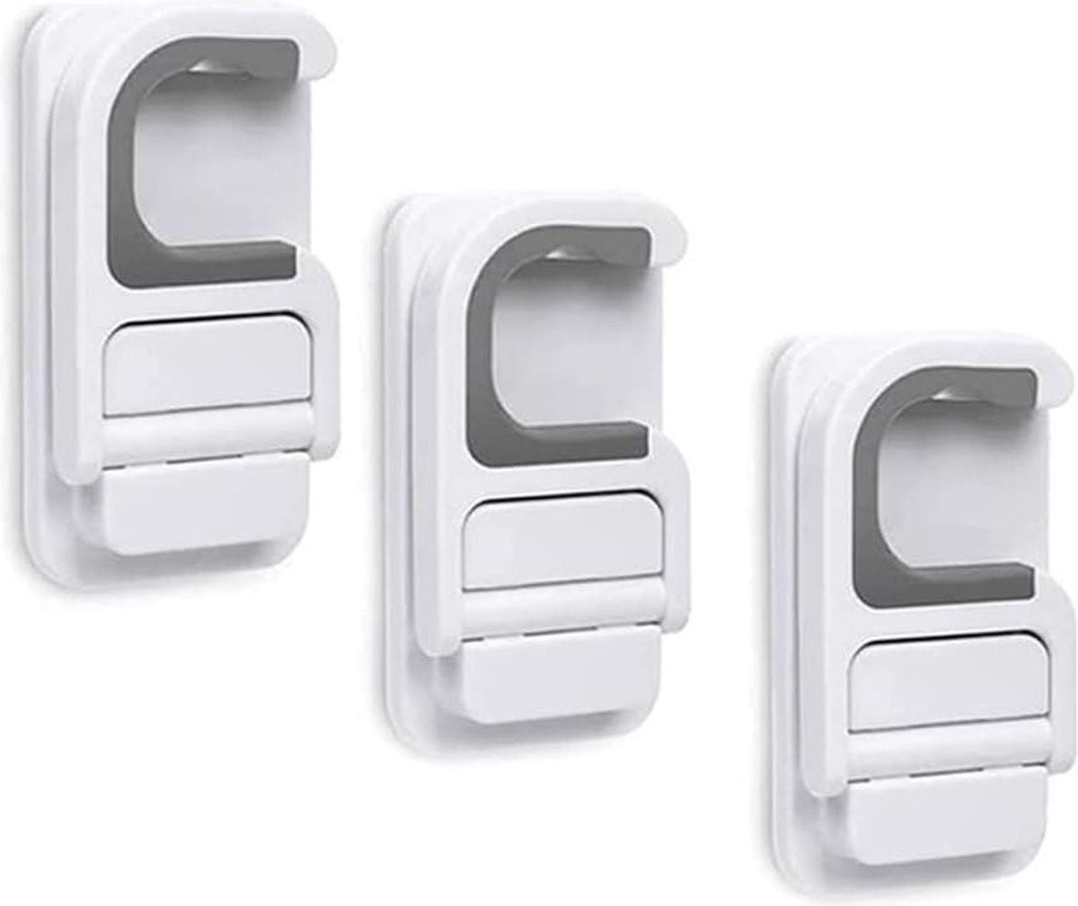 Set van 3 multifunctionele zelfklevende bezemhouders voor wandmontage in de badkamer of keuken