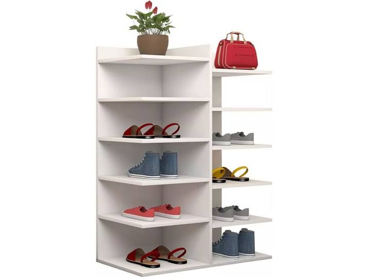 VCM - XXL Holz Großer Schuhschrank Schuhkommode Schuhregal Groß Enosa 12 Fächer, 60 cm, Weiss