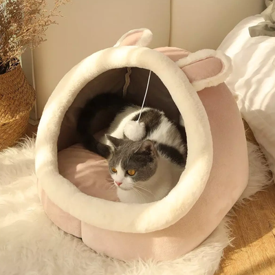 PetsAreLife Pet Cave Bed Pink Rabbit S