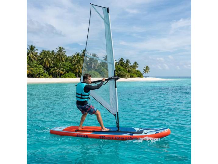 vidaXL Aufblasbares SUP-Board mit Segel SCYLLA 330 x 76 x 15 cm Blau