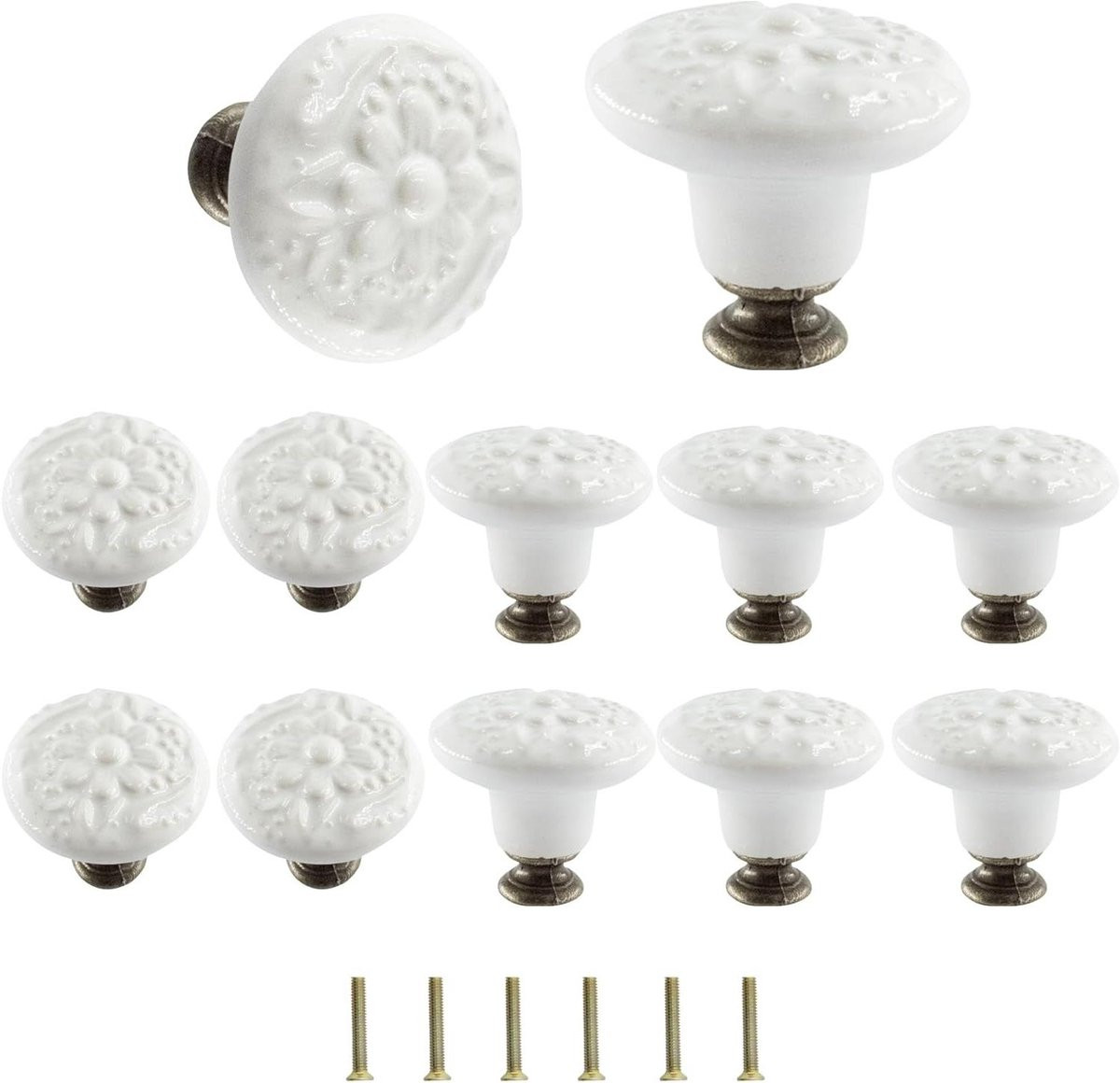 Keramische bloem kastknoppen wit - Lade handvat trekkers met 34 mm diameter