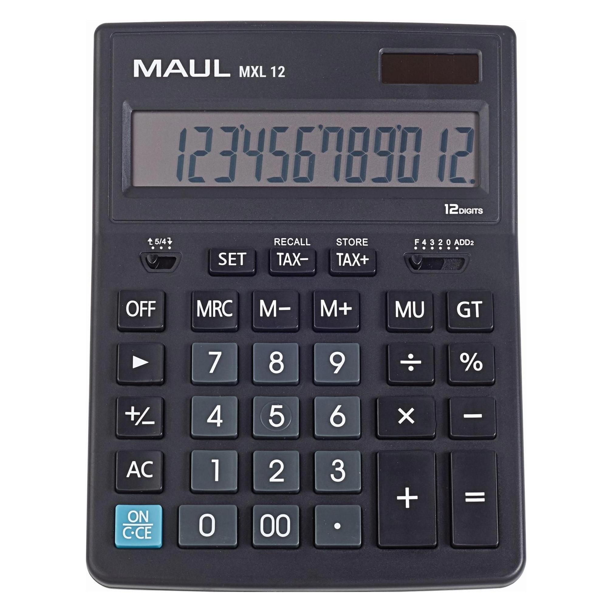 Maul Taschenrechner MXL12 Schwarz (Solarenergie) (7267090)
