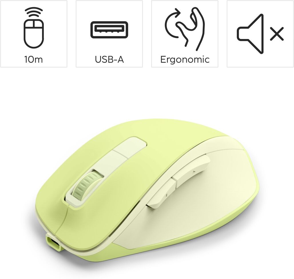 Hama Maus "Funkmaus WM-500 ergonomisch 6 Tasten", grün, B:4,2cm H:8,5cm T:12cm, Computer-Mäuse, Ergonomisch, leise Klicks, Akku, Assist-Taste, DPI-Schalter, Maus