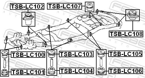 Febest Lagerung, Fahrzeugrahmen Tsblc107 Hinten Für Toyota