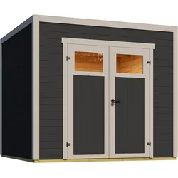 Weka Design-Gartenhaus Batu - 28 mm - Modern Storage 250 x 250 cm (Batu 2) dunkelgrau Rahmen-Doppeltür