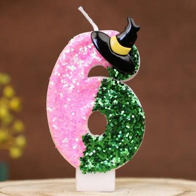 Uplift Treasures Witch Theme Number Birthday Cake Candle Pink And Green 6