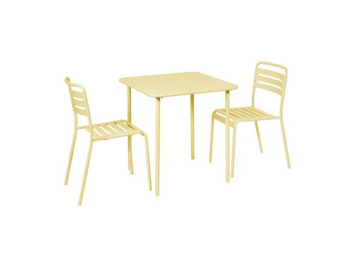 Table de jardin métal + 2 assises jaune Amélia