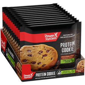 Power-System Kekse Protein Cookie Chocolate Chips, laktosefrei & vegan, einzeln verpackt, 600 g, 12 Stück