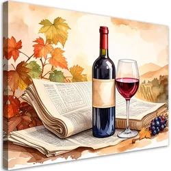 LEINWANDBILD Flasche Rotwein 60x40cm