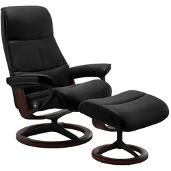 Stressless Sessel mit Hocker View Signature Leder Schwarz Batick Black M (Medium)