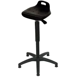 PROREGAL Stehhilfe Jacksonville, Sitzhöhe 57-82cm, Ø 63cm, Tragfähigkeit 110kg, Polyurethane-Sitz, Kunststoff-Fußkreuz, Gleiter, Tragegriff, Schwarz