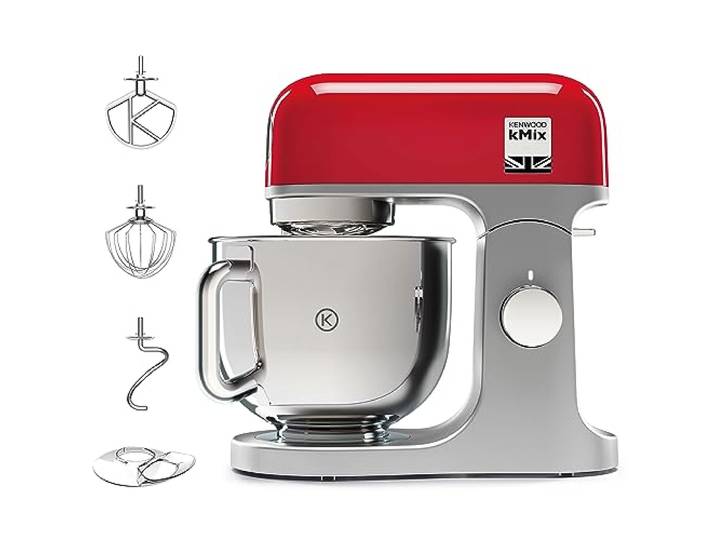 Kenwood KMix - Küchenmaschine 1000W 5L Edelstahl 6 Stufen Rot Küchenmaschine, Unterhebfunktion, Sicherheit, K-haken, Knethaken, Schneebesen, Spritzschutz, Spülmaschinenfest, KMX750RD